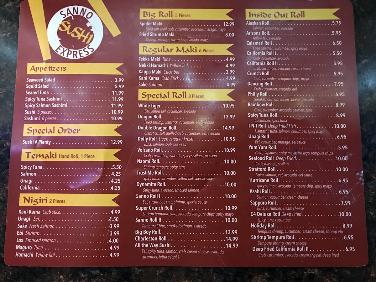 Sanno Japanese Express Restaurant Menu - Image 5